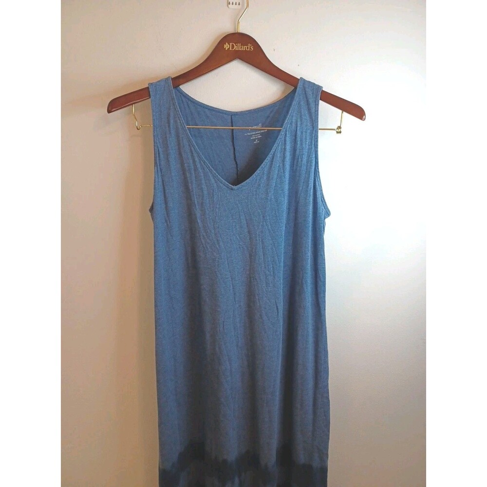 Pure J. Jill Tie Dyed Maxi Dress M Petite Blue Sleeveless Pullover Tank V Neck - Picture 3 of 9